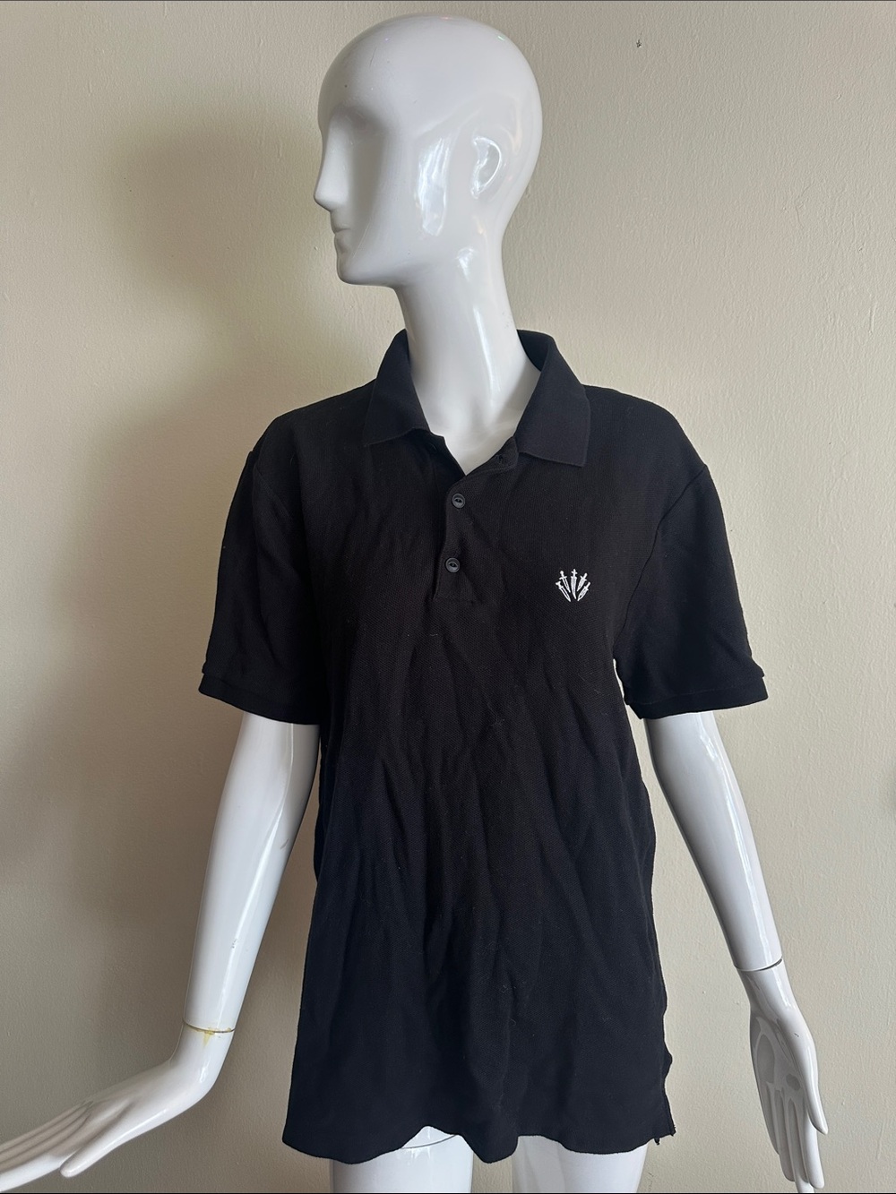 rag & bone Black Short-Sleeve Polo with Small White Chest Logo